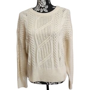 Express Cozy Cable Knit Sweater With Ribbon Tie In Back